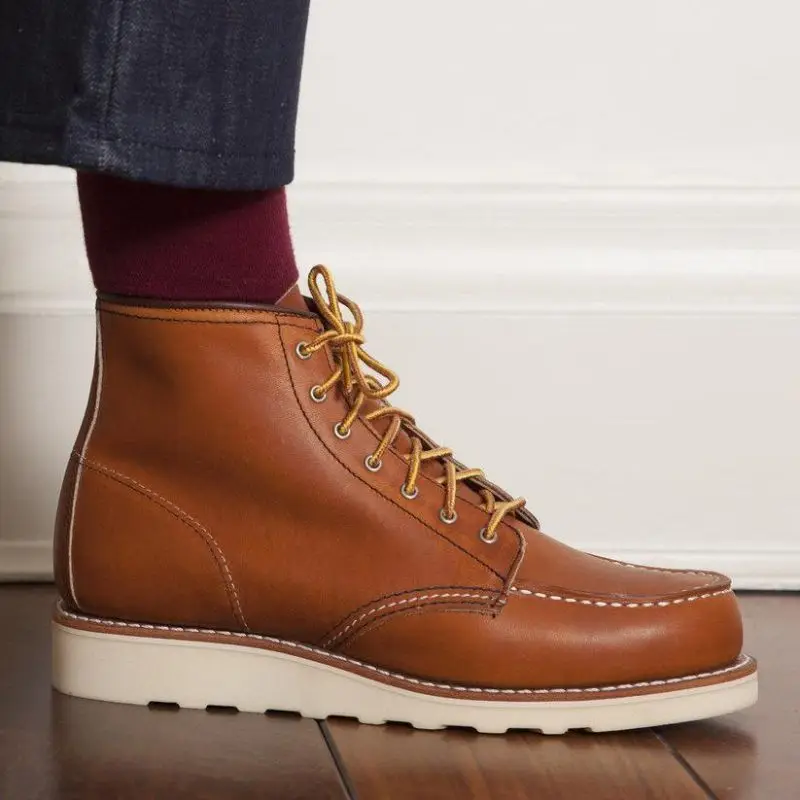 

Men's PU Leather Elegant Carved Lace Up Boots Classic Boots Ankle Men Boots Casual Fashion Winter Combat Boots KR066