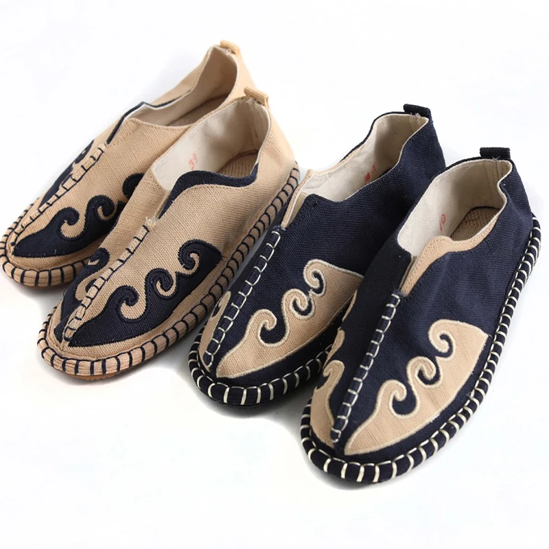 Unisex Fisherman shoes Linen Canvas Loafers Breathable Comfortable Slip-On Espadrilles Embroid Casual Sapatos Zapatillas