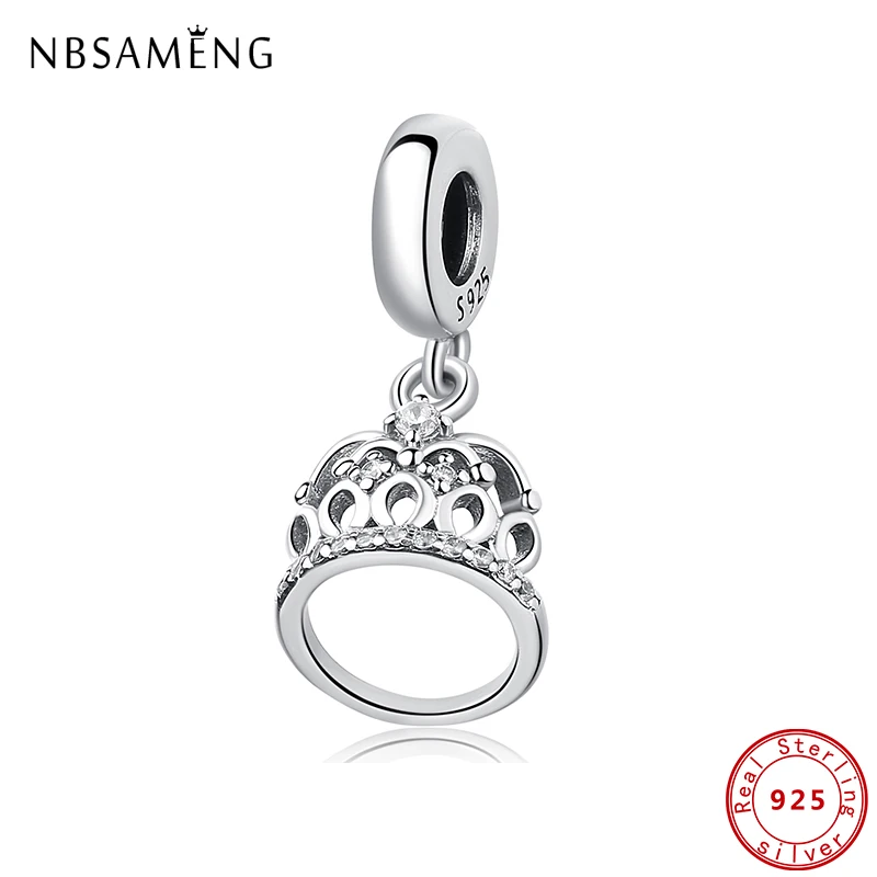 

Оригинальный Authentic100 % 925 стерлингового серебра CZ подвески Корона Подвеска для браслетов, для женщин, сделай сам, ювелирное изделие
