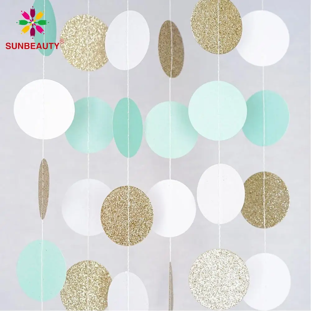 Со сверкающими золотистыми мятный белый круг гирлянды украшения хороший подарок