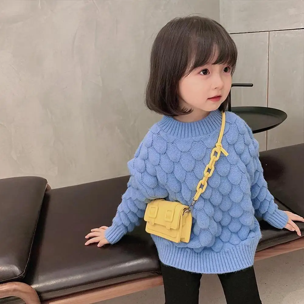 2-9Years Girls Sweater Autumn Winter Kids Kintted Thick Pullover Top Fashion Toddler Girl Winter Fall Clothes BBottoming Shirt