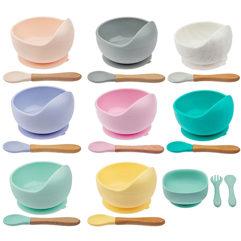 Детская силиконовая миска кормушка посуда ложка водонепроницаемая на присоске