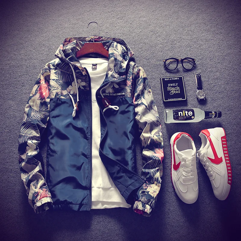 M 4XL Мужская Корейская версия осенней куртки с капюшоном тонкая длинными рукавами