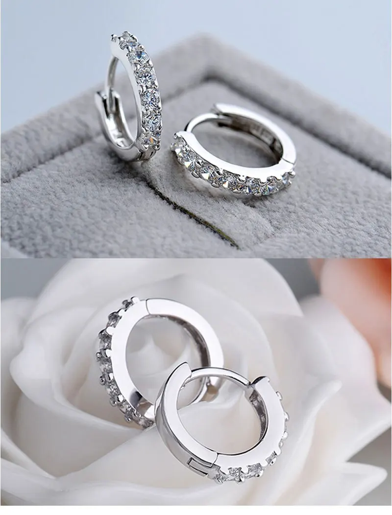 

Fashion Real 925 Sterling Silver Earrings for Women Buckle Lovers' Ear Jewelry