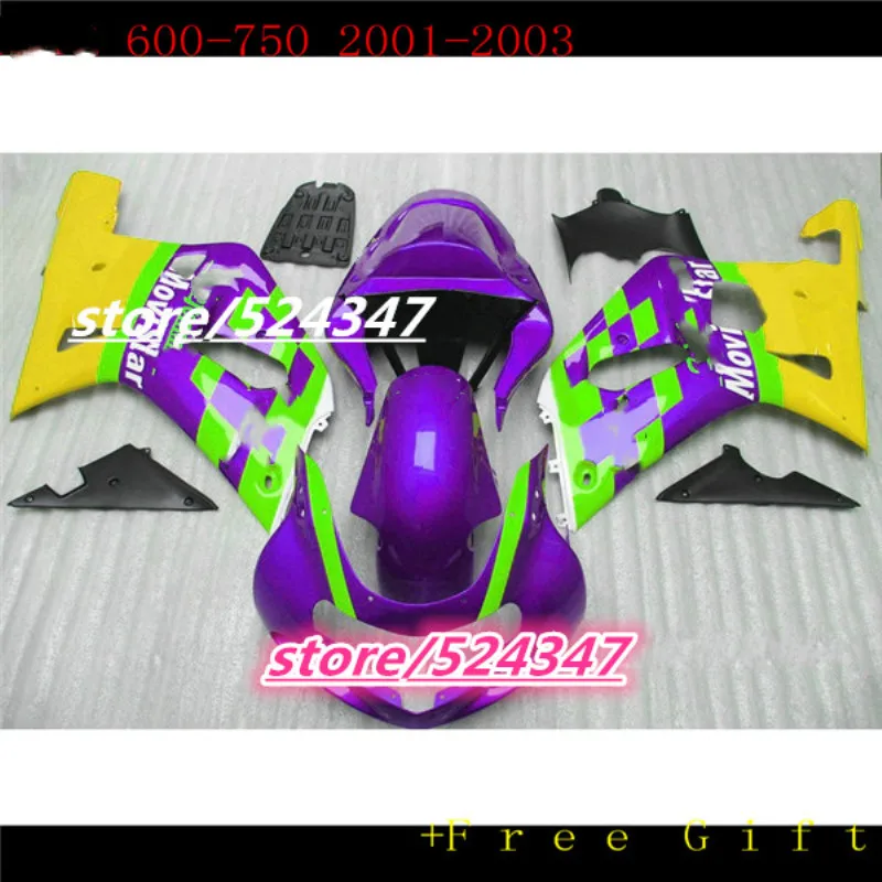 

Custom Fairing kit for GSXR600 750 01 02 03 GSXR 600 GSXR750 K1 2001 2002 2003 ABS yellow purple Fairings set