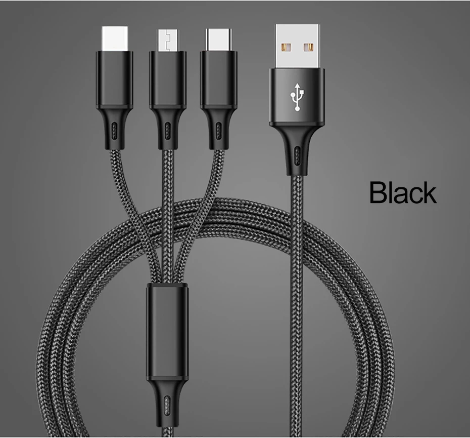 Musyue 3 в 1 USB кабель для iPhone samsung huawei Xiaomi usb type C кабель Micro USB кабель 3A телефонный кабель для iPhone 7 8 Plus XR