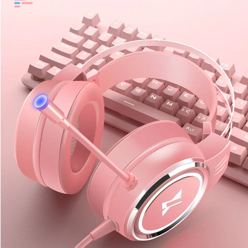 

Wired Earphone Headset PC Gamer Stereo Folded Headphone Flexible Adjustable Mic Headset for Laptop/PC/Mobile Girls Gift