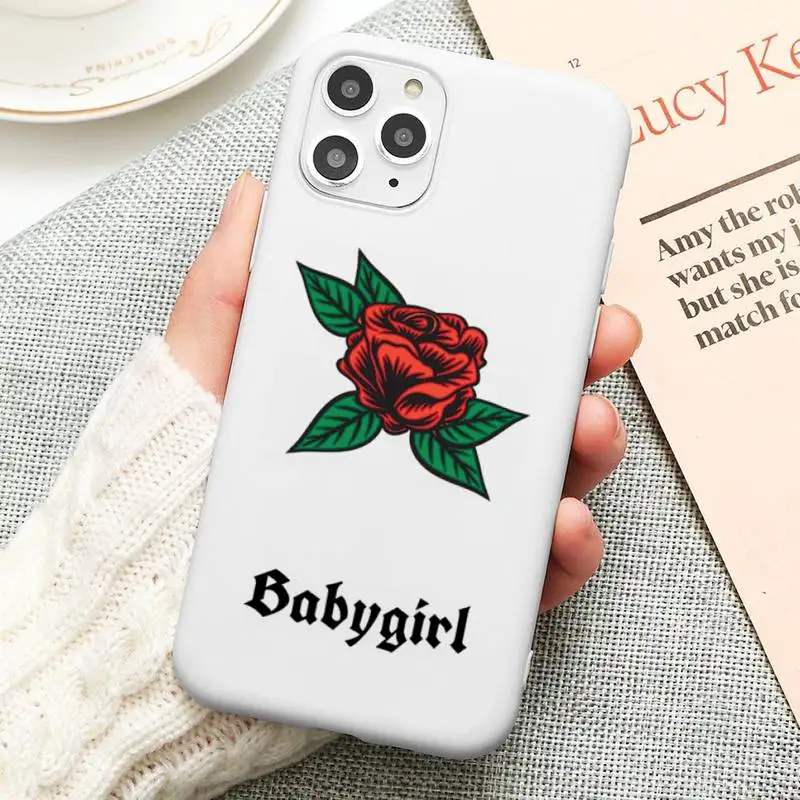 love babygirl phone case for iphone 12 11 pro max mini xs 8 7 6 6s plus x se 2020 xr candy white silicone cover free global shipping