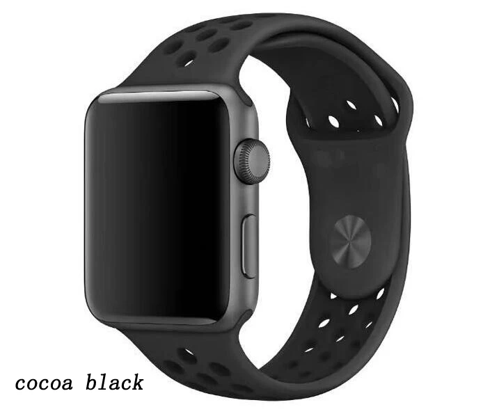 cocoa black Новые цвета спортивные силиконовые браслеты для apple watch Series 1 2 3 38 мм 42 мм соединяющий ремешок браслета для iwatch 5 4 40 мм 44 мм серия 5 - Цвет ремешка: cocoa black