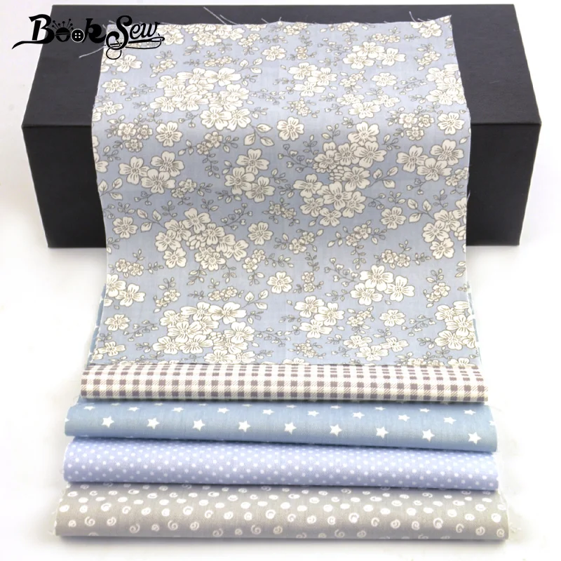 Booksew 100% хлопок саржевая ткань серый цветочный узор в горошек звездный швейный