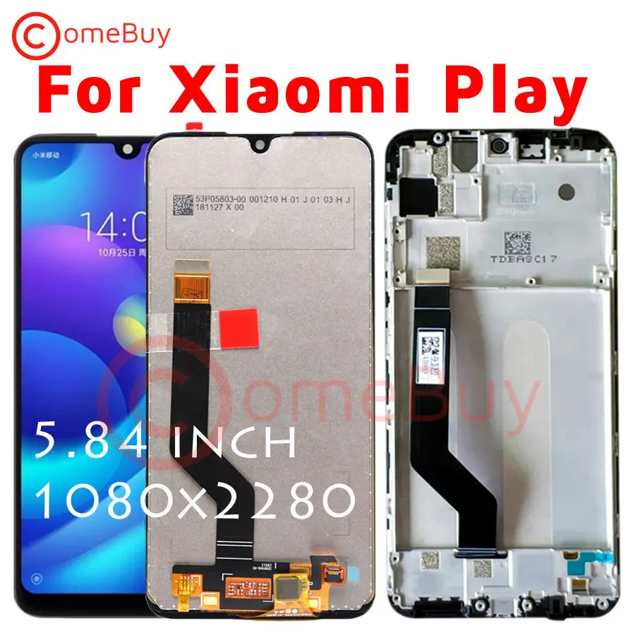 ЖК дисплей 5 84 дюйма Comebuy для Xiaomi Mi Play сенсорный экран с рамкой замены M1901F9E|Экраны