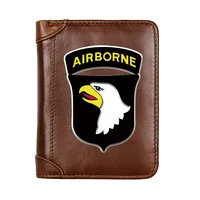 high quality military 101st airborne division genuine leather men wallet business classic slim card holder male short purses