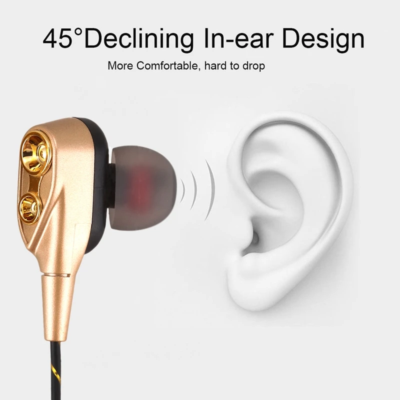 3 5 мм HiFi наушники проводные двойной динамический Quad-core Динамик In-ear гибкий кабель