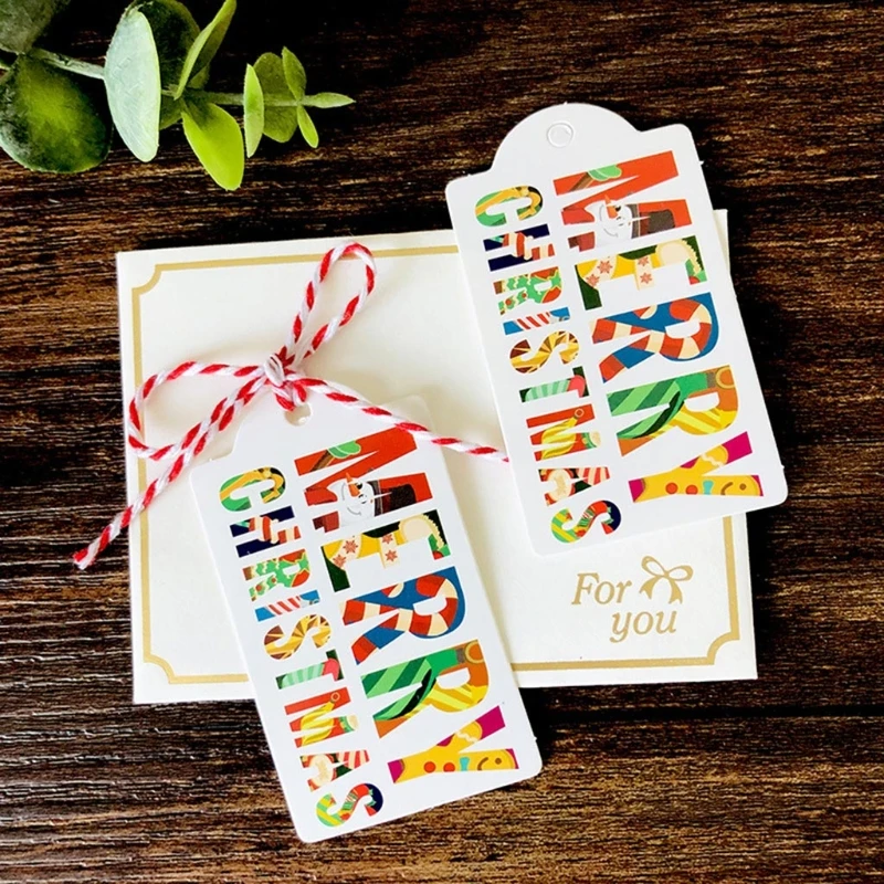 

144pcs Merry Christmas Paper Tags DIY Handmade Crafts with Rope Food Packaging Labels Gift Wrapping
