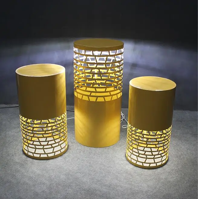 

Wedding props iron luminous cylinder dessert table hollowed out carved cake table wedding window welcome display table