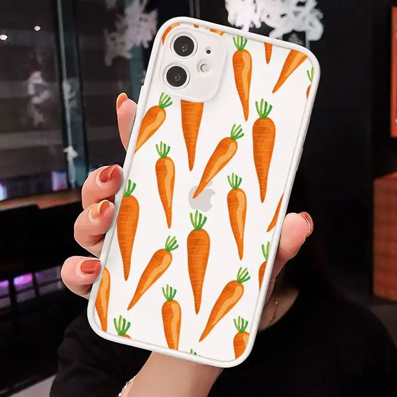 

Cute cartoon carrot red vegetable Phone Case Clear matte transparent For white iPhone 7 8 x xs xr 11 12 pro plus max mini Funda