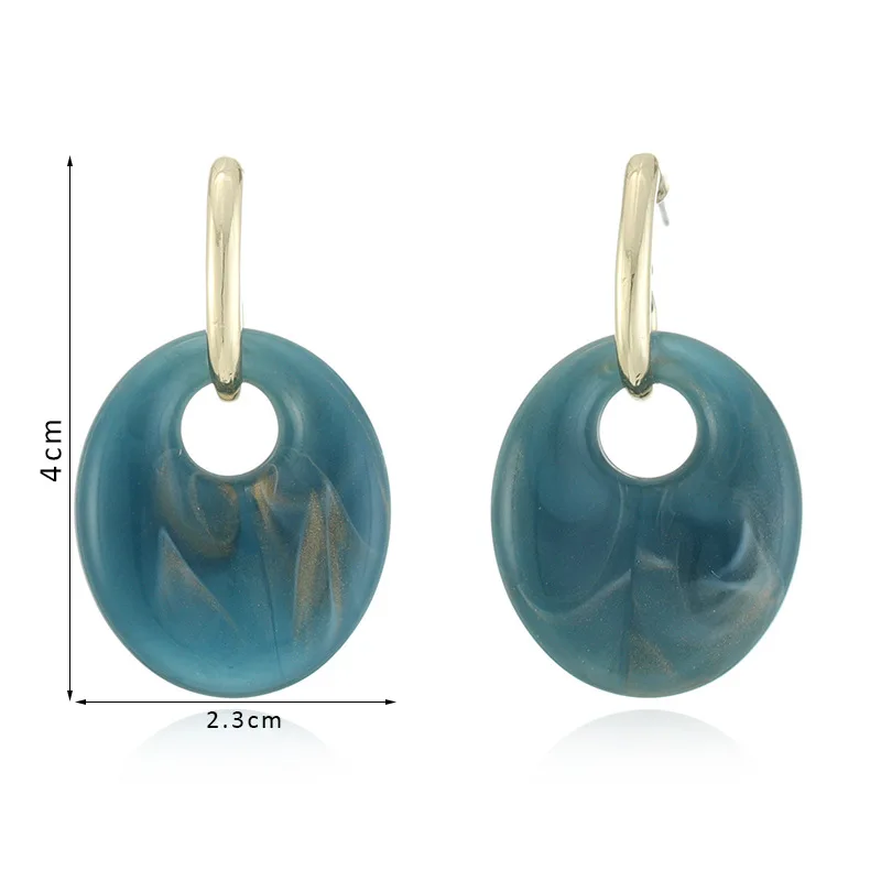 

2021 New Candy Color Resin Acrylic Earrings Women Girl Temperament Retro Exaggerated Personality Acetate Round Geometric Earring