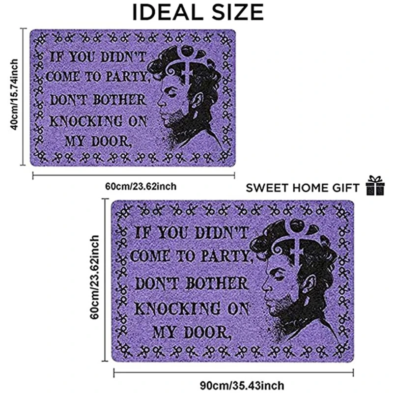 

Prince Doormat If You Didn't Come to Party Don't Bother Knocking On My Door Letters Printed Retro Purple Front Door Mat LXAC