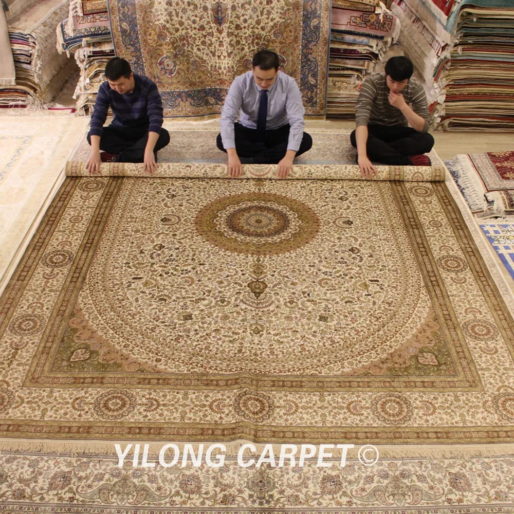 YILONG 9 'x 12' ручной работы Классический персидский шелковый ковер роскошный