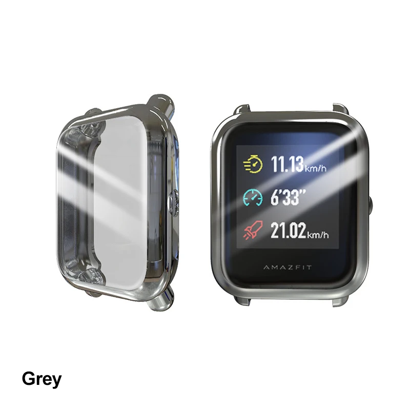 Grey BAPICK полное покрытие Мягкий ТПУ бампер для Xiaomi Amazfit Bip чехол смарт-часы Защита экрана для Amazfit Bip Lite чехол Аксессуары - Цвет: Grey
