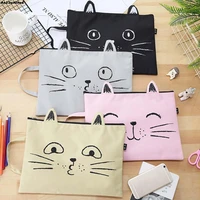 school office stationery stuff bag folder portfolio cute cartoon cat a4 file pocket oxford cloth with zipper bag hand carry bag