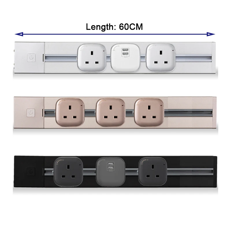 JOHO модная настенная розетка стандарта ЕС 3 цвета 60 см Socketbar Алюминиевый сплав USB настенная розетка Великобритания универсальная розетка для спальни