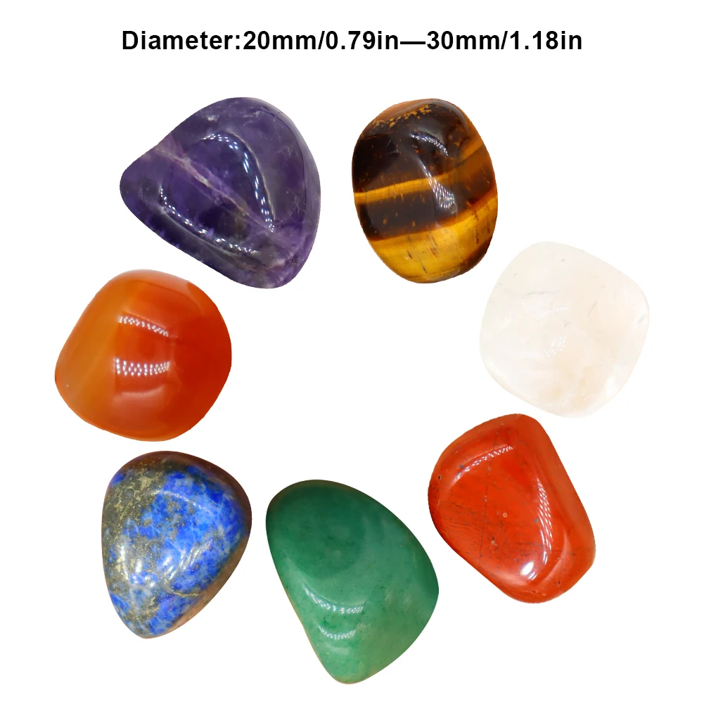 

Natural 7 Colors/Set Yoga Energy Stone Chakra Stones Natural Colorful Polished Stones Decor for Therapy Healing Meditation Worry