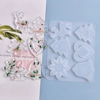 2022 resin mold silicone christmas tree snowflake elk keychain pendant silicone mold from epoxy resin for crafts decorations
