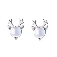 fashion earrings 925 sterling silver jewelry with moonstone elk shape stud earrings accessories for women wedding party gifts