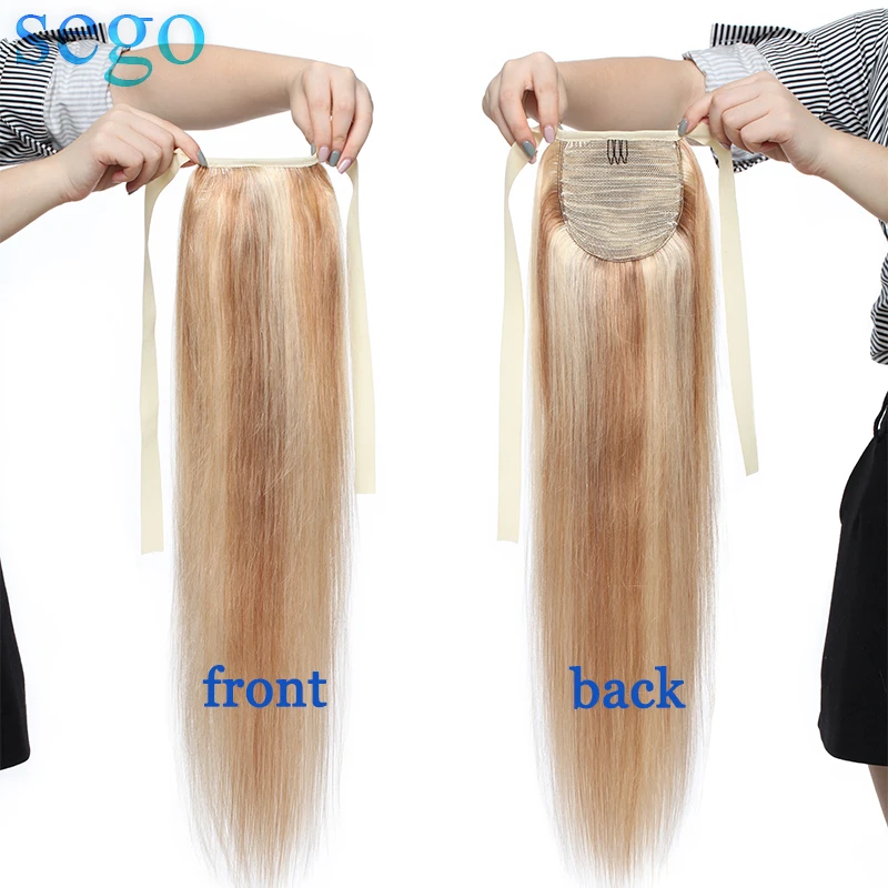 SEGO 1"-20" чистый и фортепианный цвет, не Реми волосы, лента, конский хвост, на заколках, человеческие волосы для наращивания, конский хвост, Натуральные Прямые Волосы