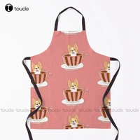 funny corgi in a coffee cup apron cosmetology aprons for women men unisex adult garden kitchen household cleaning apron