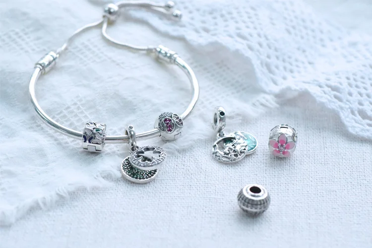 

New 925 Sterling Silver Beads Pav Chain Pattern Clips Charm Fit Original Pandora Charms Bracelet Birthday Fashion Jewelry Gift