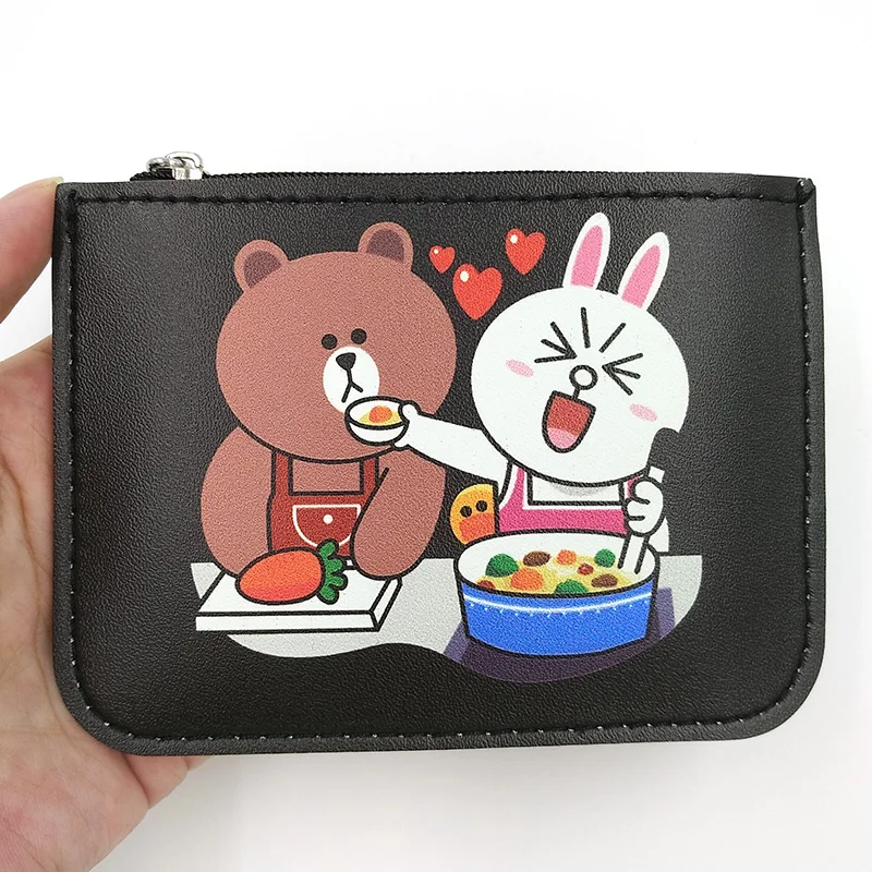 Кошелек для монет с рисунком медведя и кролика маленький кошелек на молнии