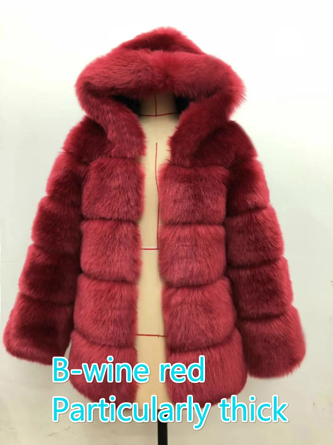 B-Wine red Женское модное плюшевое пальто размера плюс S-5XL, зимние плотные теплые пушистые куртки, женская верхняя одежда из искусственного меха, длинное меховое теплое пальто с капюшоном - Цвет: B-Wine red