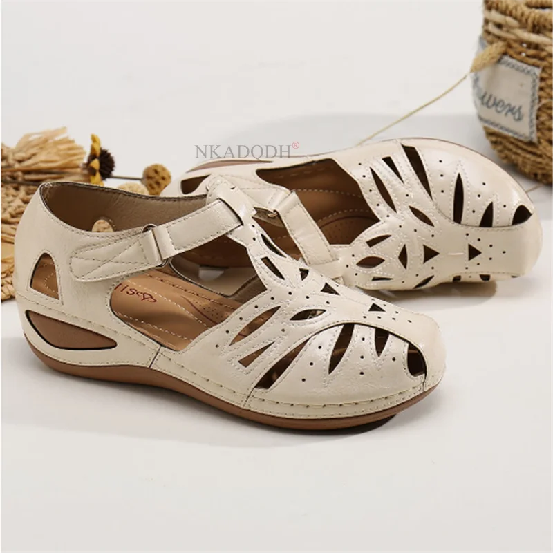 

2021New Vintage Mid-heel Square Heel Women's Sandals Summer Style Casual Shoes Shoes Woman Sapatos De Mujer