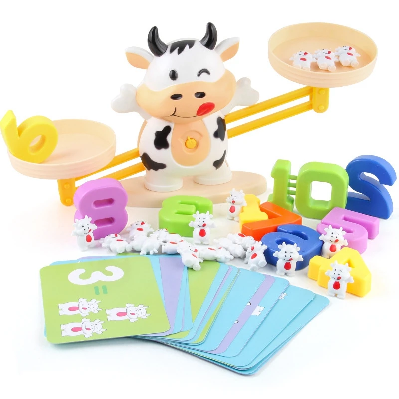 

Математика матч игрушечная корова балансировки весы дошкольного номер игрушки с балансом детские образовательные Настольная игра подарок