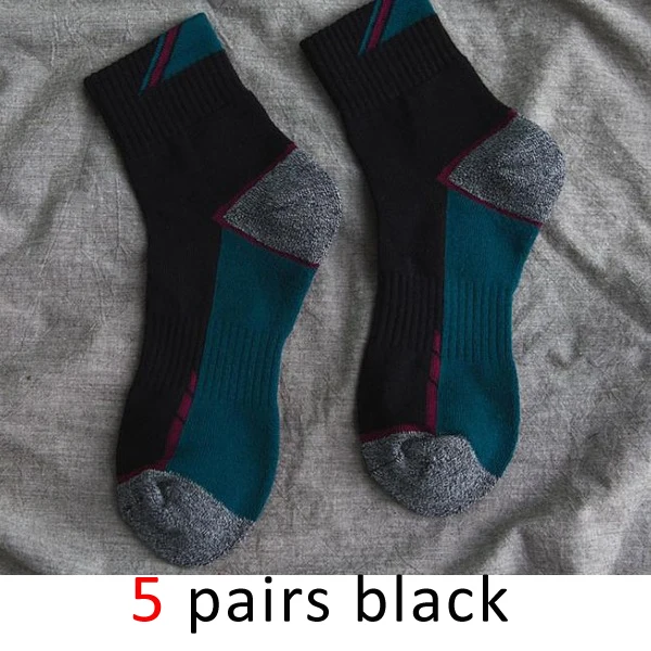 black 5 пар/лот, хлопковые мужские носки, компрессионные носки для мальчиков, плотные, зимние, стандартные, meias, хорошее качество, дышащие, прозрачные, рабочие носки, 5 цветов - Цвет: black