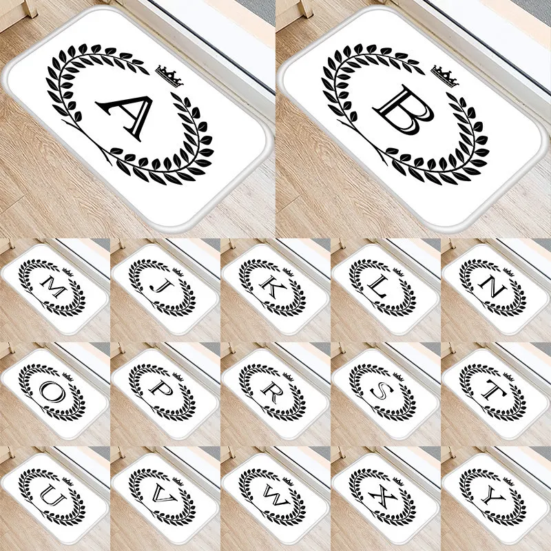 

Ковриков Коврик для прихожей с принтом в виде короны и надписи, простой Классические черные и белые декор дома полиэстер Противоскользящий ...