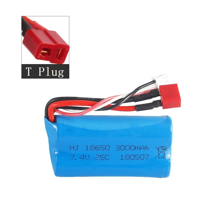 7 4v 3000mah lipo battery 18650 for q46 wltoys 10428 1242812423 rc car spare parts with charger 7 4v 2s battery for toys parts free global shipping