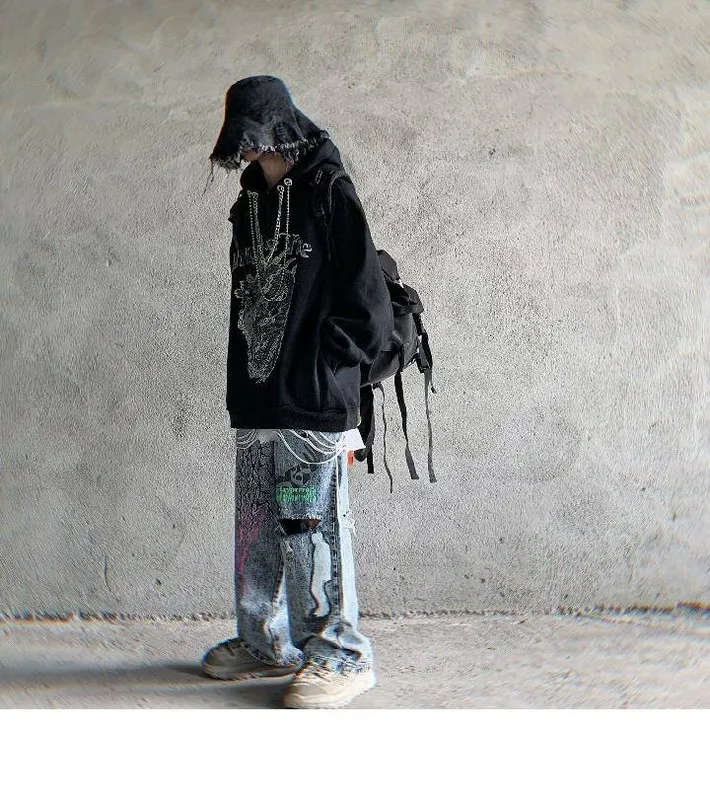 

Hoodie Streetwear Punk Devil Print 2020 spring Loose thick hoodies women clothes dragon print Sweatshirts Hip Hop female