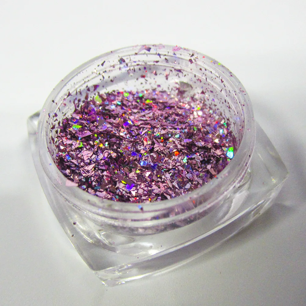 8 баночек Голографическая фольга для ногтей блестки и порошок розовое золото