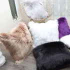 Двойной меховой пушистый чехол для подушки, длинный плюшевый Шерстяной Чехол для подушки, декоративная зимняя Мягкая Наволочка для дивана, кровати, декоративные подушки