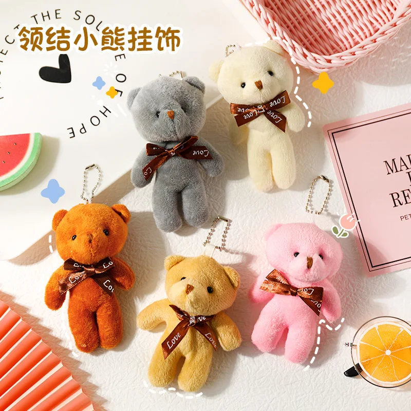 

Bow Tie Bear Ornaments Cute Girl Bag Accessories Plush Puppet and Doll Keychain Soft and Adorable Pendant nct doll