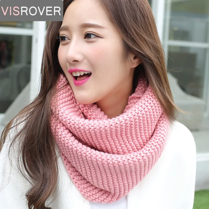 VISROVER 2018 женские зимние шарфы вязаный шарф снуд теплый Infinity Snood Дамский петля