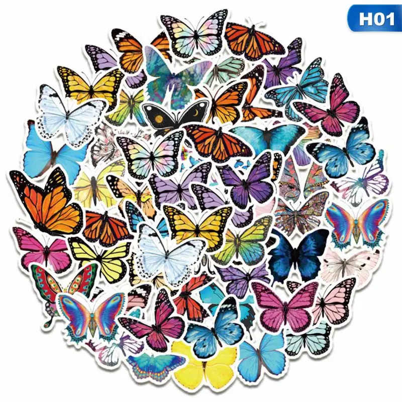 

Hot 50pcs Retro Animal Butterfly Wing Colourful Sticker Package Diy Diary Journal Decoration Sticker Album Scrapbooking