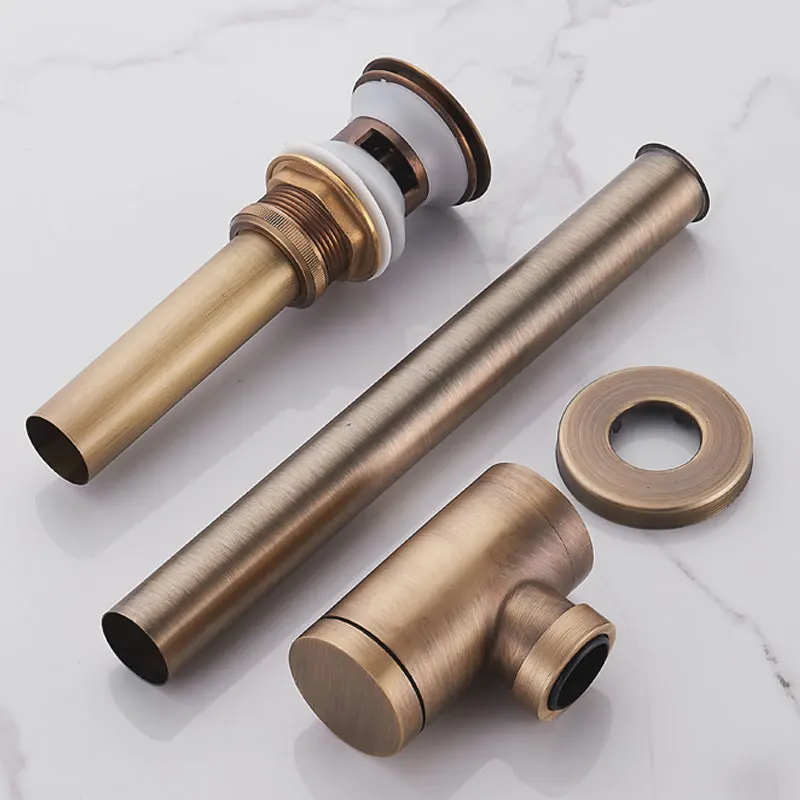 COOANHO Brass Modern Round Bottle P trap 1 1/4 Sink Drain Pipe Kit Antique with Pop up | Обустройство дома