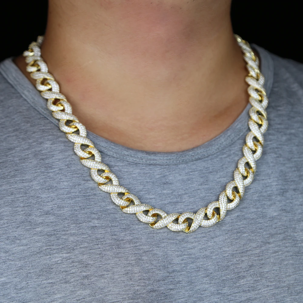 

Iced Out wide heavy Chains For Men Miami Cuban Link Necklace Luxury Micro Paved CZ Cuban Chain Fashion Hip Hop infinity Jewelry