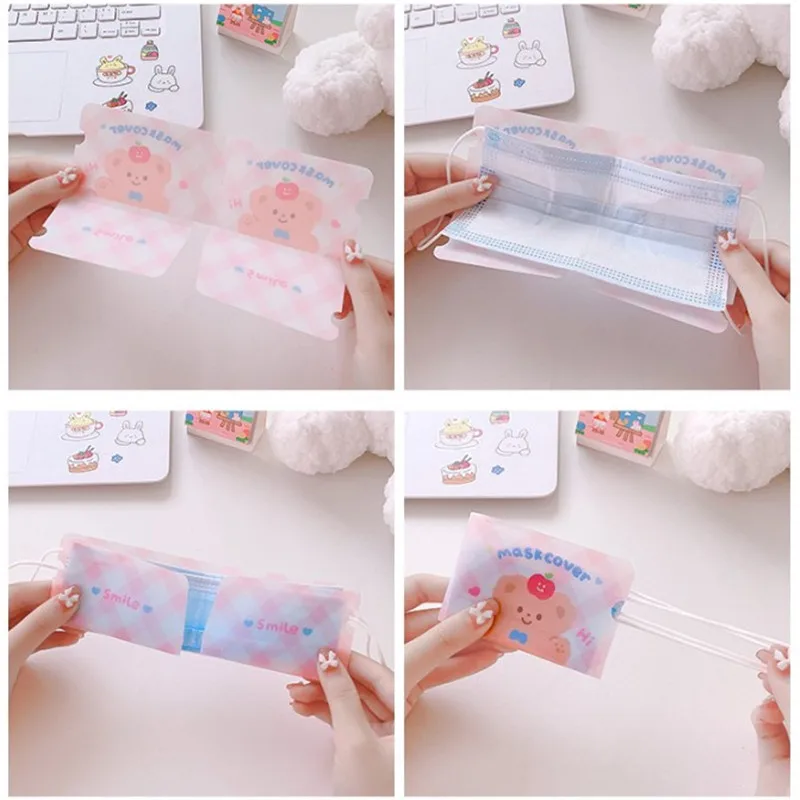 4pcs Portable Cartoon Mouth Mask Storage Box Disposable Face Clip Container Case Dust-proof Organizer | Дом и сад
