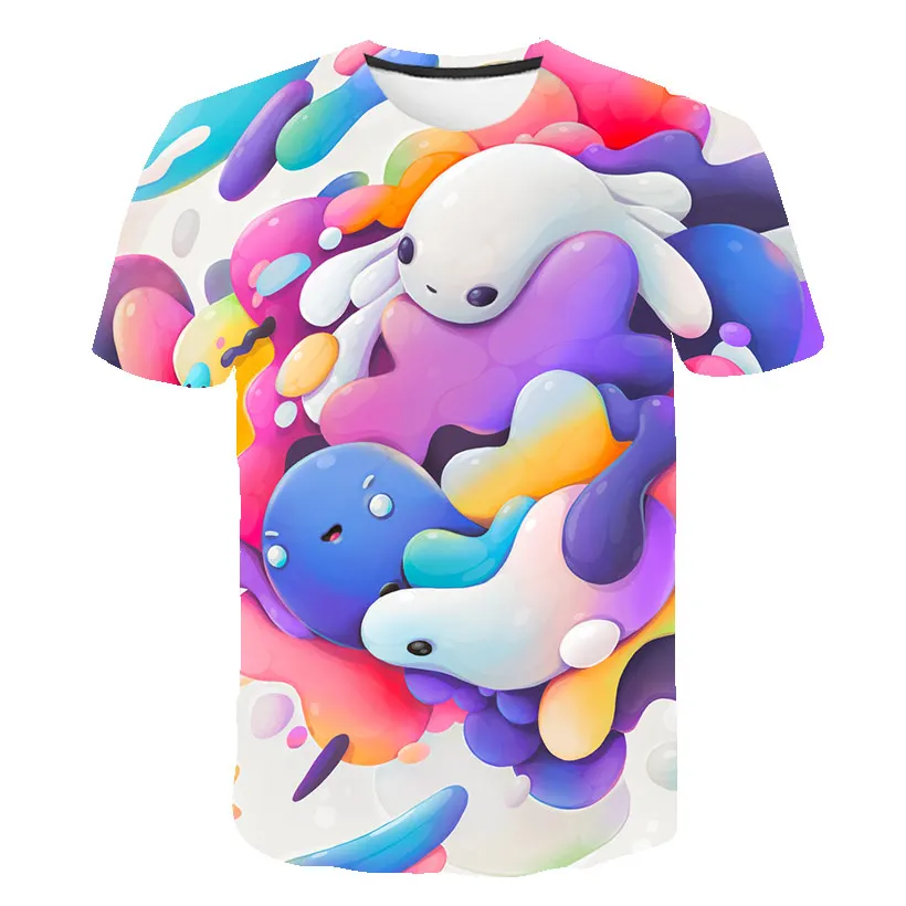 

Детская летняя футболка с коротким рукавом и принтом