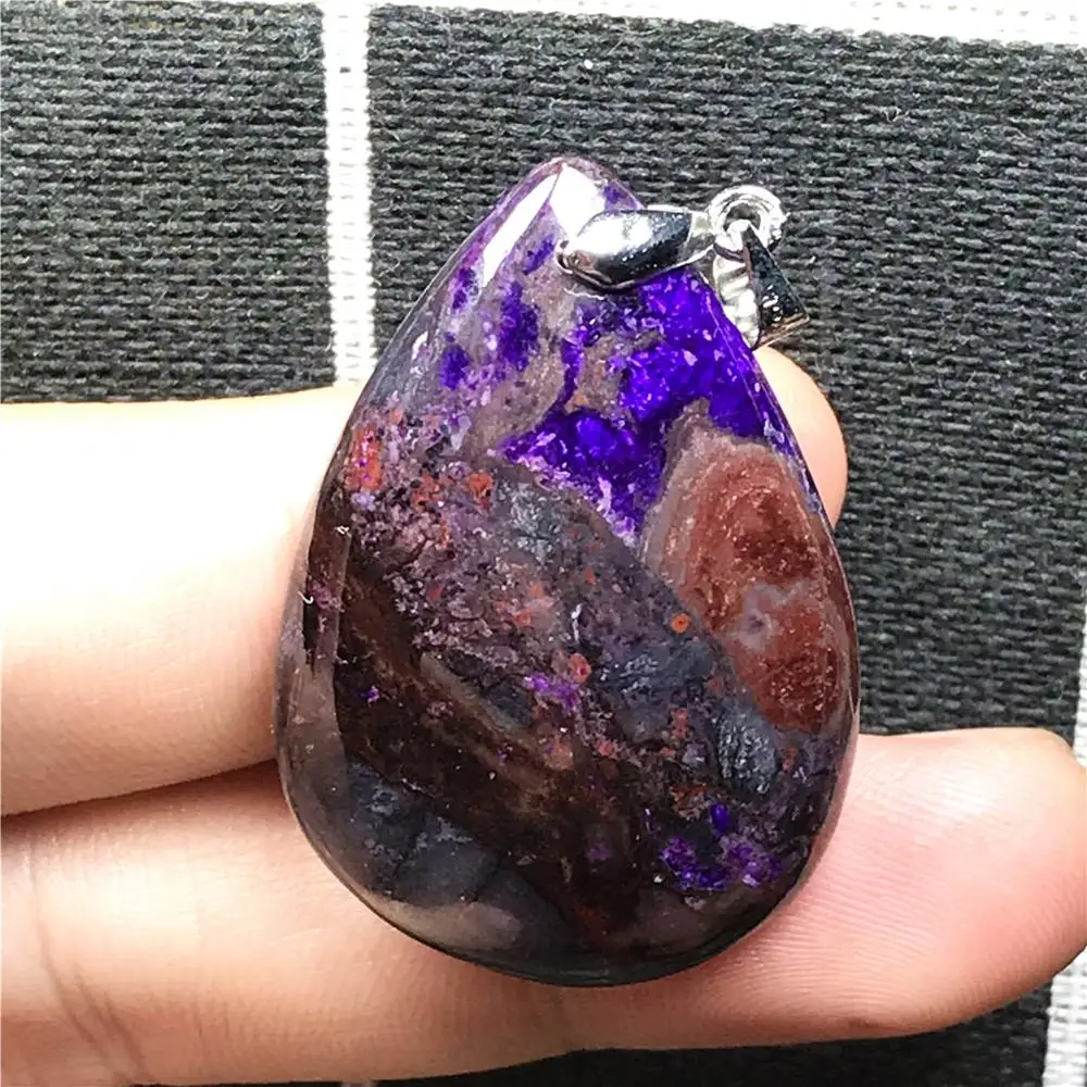 

Big Natural Purple Sugilite Pendant Women Man Crystal 35x25x8mm Water Drop Beads Anticancer South Africa Stone Jewelry AAAAA